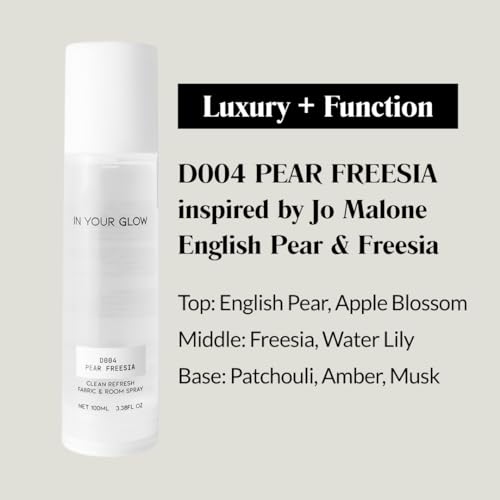 Image of In Your Glow Fabric & Room Mist Spray- Long-Lasting Clean Scent, Unisex Luxury Fragrance & Odor Eliminator, 100ml- D004 PEAR FREESIA
