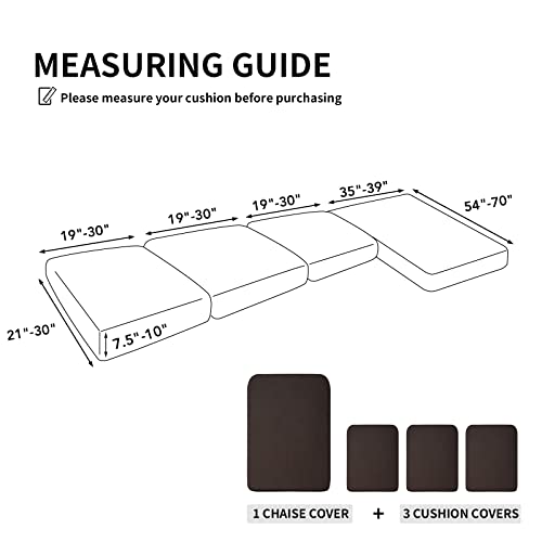 Image of Easy-Going Stretch 4 Pieces Couch Cushion Covers for Sectional Sofa L Shape