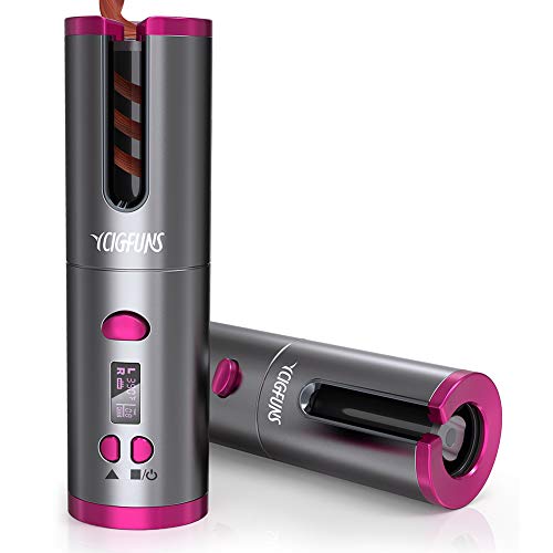 Cordless Auto Hair Curler, YCIGFUNS USB Rechargeable Curling Iron, 3/4in Fast Heating Ceramic
