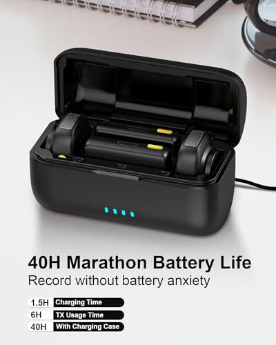 mini microphone for iphone android wireless mic with 40h battery noise cancellation 48khz 16-bit 164ft range magnetic amp clip on lavalier microphone for video recording youtube tiktok vlogging