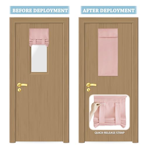RYB HOME Door Curtain for Classroom Small Window, Privacy Protect Drapes, 8 Inches Wide Room Darkending Curtains 36 Inches Long Blocks Views, Orange Pink, 1 Panel