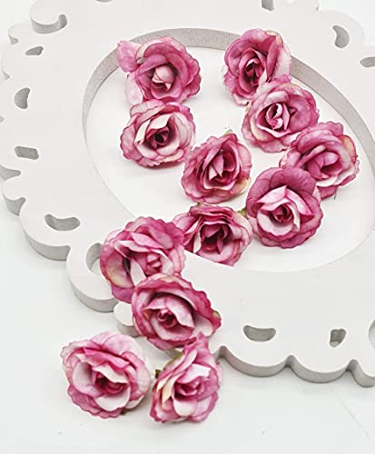 Image of SATYAM KRAFT 12 Pcs Artificial Small Rose Flowers for Home Decoration, Gift, Mandir Pooja Table, Cake Decor & Bouquet Making - Fake Fabric Head Roses (Pink, 4 cm)