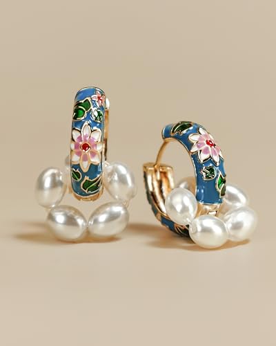 Gold Hoop Earrings, Pearl Earrings, 18K Gold Plated, Hypoallergenic, Boho, Chunky & Small Sizes, Perfect for Women & Special Occasions4