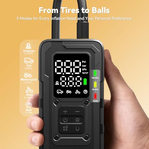 Tire Inflator Portable Air Compressor, Up to 160 PSI Car Tire Inflator - image 5