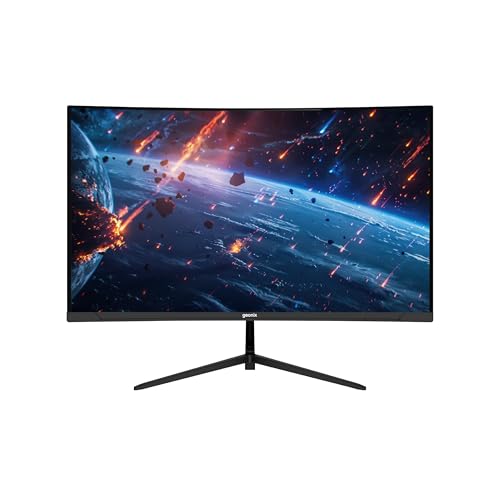 Image of GEONIX Neon 27-Inch Curved Full HD Monitor (68.58 cm) 120Hz Refresh Rate, 5ms Response Time, 3000:1 Contrast Ratio, Built-in Speakers, 1920x1080, Black, 3-Year Warranty