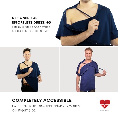 Inspired Comforts Unisex Right Shoulder & Side Access Post Surgery & Rehab Snap Shirt2