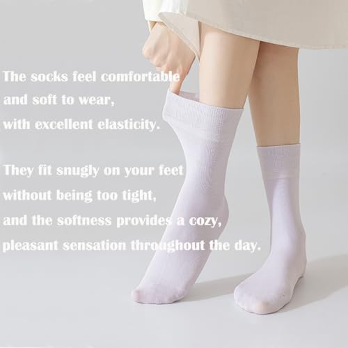 Image of Womens Crew Socks Comfortable Stylish Cotton Soft 5 Pairs Lightweight Thin Casual 5-9 US