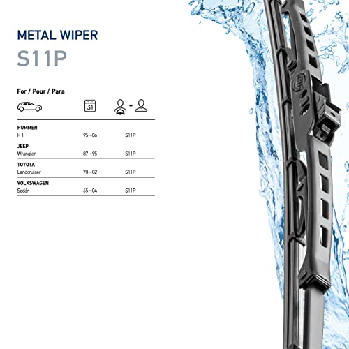Image of Hella OE Quality 11 Inch All Seasons Streak-Free Rubber Standard Wiper Blade (2 Blades) fit select Hummer Jeep Toyota Volkswagen / 9XW398114011