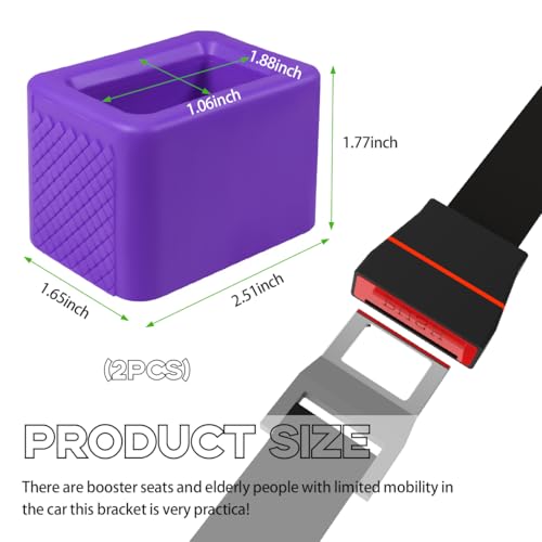Image of Augeny 2 PCS Seat Belt Buckle Holder, Silicone Auto Rear Seatbelt Buckle Booster to Makes Receptacle Stand Upright for Easy Access, Universal Vehicle Seatbelt Buckle for Kids (Purple)