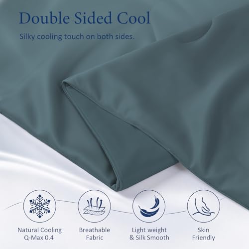 Image of Cooling Comforter for Hot Sleepers, King 106x90, Blue-Gray | Cooling blanket feel, Q-Max >0.4 cool touch, double-sided cooling, Sorona fill, for night sweats, lightweight & breathable
