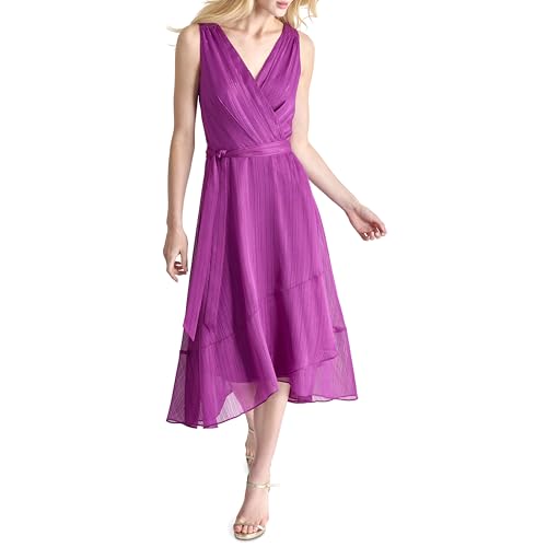 Image of DKNY Women's Sleeveless Tie Fit & Flare Midi Dress