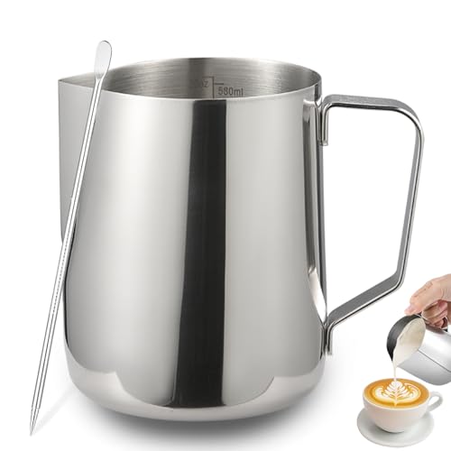 ISHEWUDU – Pichet mousseur à lait et café 600 ml et stylo à latte art, carafe à lait pour...