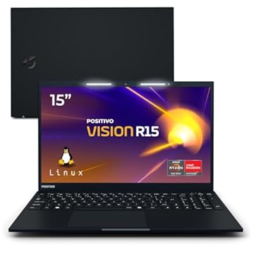 Notebook Positivo Vision R15 AMD® Ryzen 7-5700U Linux 8GB RAM 256GB SSD 15.6” Full HD Lumina Bar - Preto