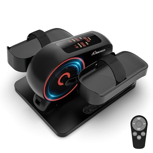 ANCHEER Under Desk Elliptical Machine, 2-in-1 Mini Exercise Bike, Digital Display, 9 Resistance Levels, 12 Speed Levels, Active and Auto Modes, Silent Operation