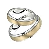 Alain Raphael Oggi Titanium Ring with 10k Yellow Gold 6mm Wide Beaded Edges Comfort Fit Wedding Band Set for Him Her