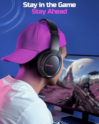 Image of BINNUNE 2.4GHz Wireless Gaming Headset with Mic for Ps5 /4, PC, Mac, Bluetooth Gaming Headset with Flip Microphone,Headphones for Laptop Computer