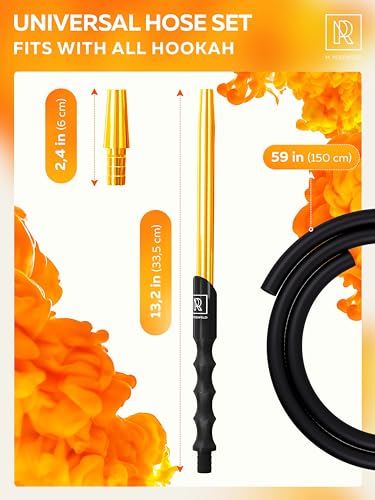 Image of M. ROSENFELD Premium Hookah Hose with Mouthpiece - 60 inch Long Silicone Water Pipe Hose, Washable, with 15 inch Aluminum Easy-Grip Mouthpiece - Modern Design Handle, Won't Rust or Ghost Hookah Hose Silicone
