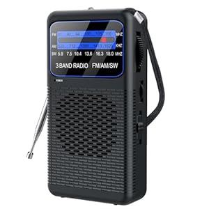 3 Band Pocket Radio, Portable AM FM SW Battery Operated Radio with Shortwave, Back Clip Transistor radios with Emergency LED Flashlight, 3.5mm Earphone Jack, Large Speaker for Indoor Outdoor
