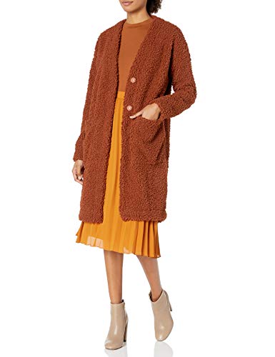 ASTR the label Women's Fauna Teddy Oversized Long Coat, Rust, XS