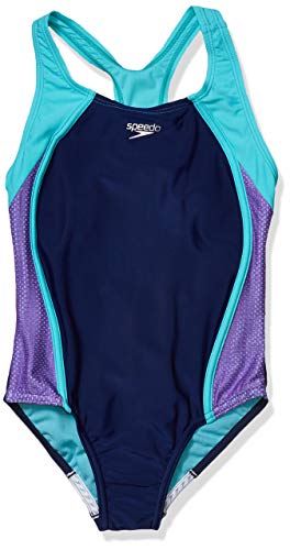 Speedo Girl's Swimsuit One Piece Mesh Splice Thick Strap - Main Image