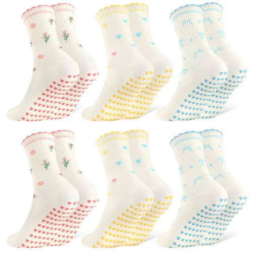 Image of Jspupifip Cute Pilates Socks for Women | Non Slip Yoga Socks with Grips for Barre Workout Athletic Hospital