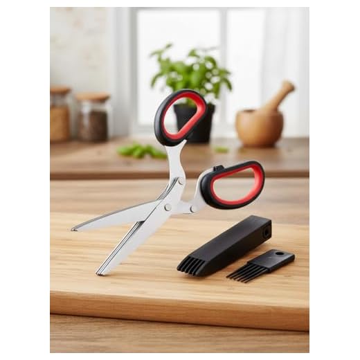 5-Blade Stainless Steel Herb & Kitchen Shears - Cooking Scissors with Cleaning Comb, Protective Cover