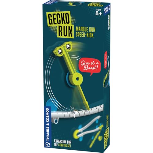 Gecko Run Marble Run Speed-Kick Expansion Pack by Thames & Kosmos – Extra Stunt for Vertical Marble Run Starter Set; Fast, No-Mess Setup with Residue-Free Nano-Adhesive Pads, Hours of Creative Play