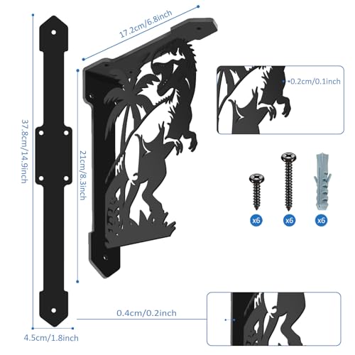 Équerres métalliques décoratives dinosaure pour fixer vos étagères - 3