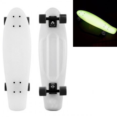 Blank Vinyl Plastic Cruiser Skateboard Complete In Penny Nickel Size 27” W/ Stereo-Sonic Tail (Glow/Hover/Black/Black)