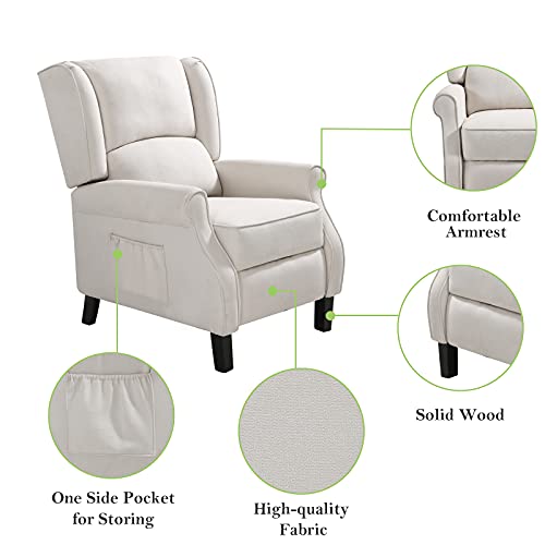 Kimohome Modern Fabric Linen Recliner Chair For Living Room And Bedroom, Comfy Reclining Single Sofa Chair With Control Massage And Heating(Beige) #TOP4