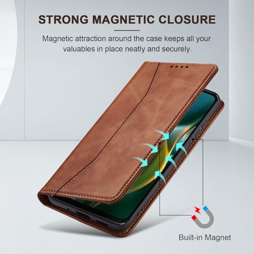 Image of Jasonyu Flip Wallet Case for Moto G 5G (2025),Brown