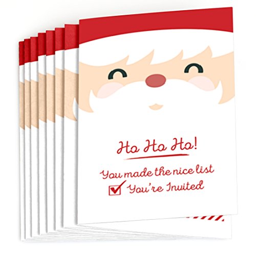 Big Dot of Happiness Jolly Santa Claus - Fill-in Christmas Party Invitations (8 Count)
