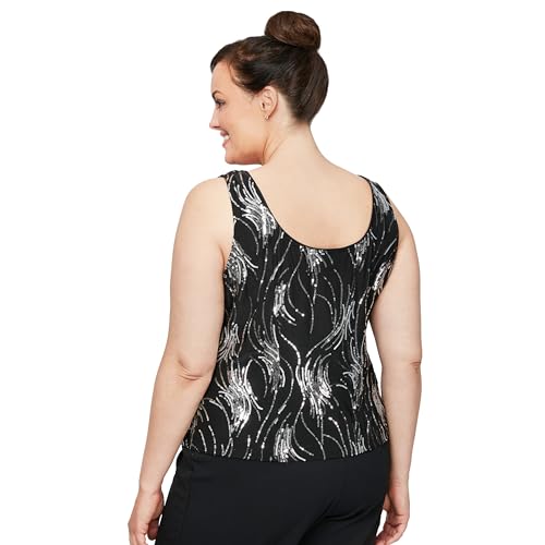 Alex Evenings Women's Plus Size Jacket and Scoop Tank Top Twinset4