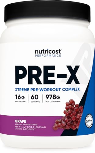 Nutricost Pre-X Xtreme Pre-Workout Complex Powder, Grape, 60 Servings, Vegetarian, Non-GMO and Gluten Free