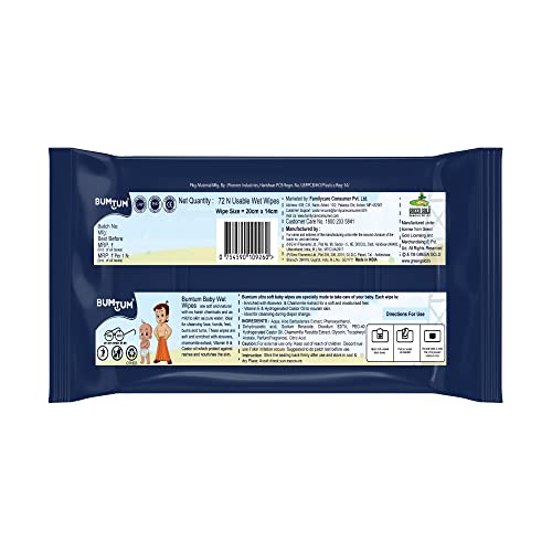 Image of Bumtum Chota Bheem Gentle Soft Moisturizing Wet Wipes With Lid - 216 Pcs.(Pack of 3) & Baby Soap 50 Gram (Pack of 1) Combo