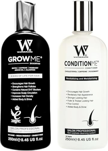 Hair Growth Shampoo & Conditioner by Watermans UK Biotin, Argan Oil, Allantoin, Rosemary, Niacinamide, Lupin. Male & Female Hair Loss Products