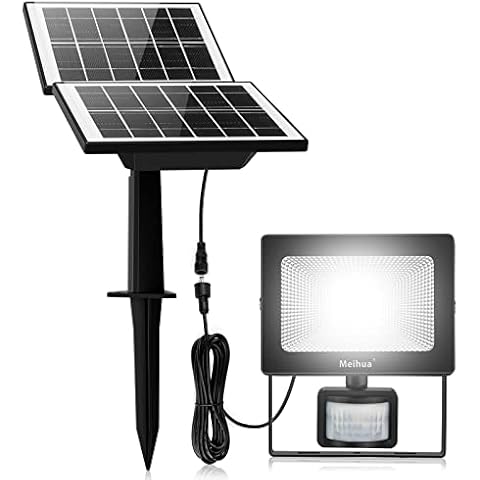 Solar Security Lights, MEIHUA Solar Light Outdoor with PIR Motion Sensor IP66 Waterproof 6000K Daylight White Solar LED Floodlights for Garden Garage Yard or Entrance Use Cover