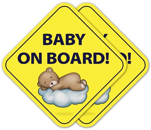 Image of | Baby on Board Stickers (2-Pack) - Strong Adhesive, Waterproof, UV Resistant Child on Board Signs for Car - Paint Safe Safety Stickers for Cars & Windows