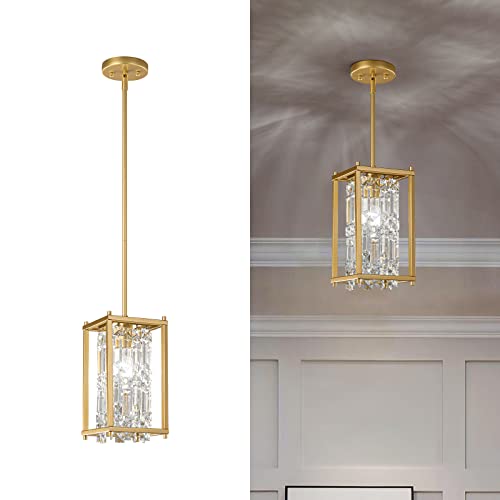 LMQNINE Modern Gold Pendant Light Fixtures for Kitchen Island, Crystal