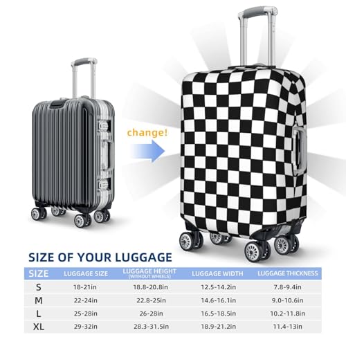 Black And White Checkerboard Luggage Cover, Protective Washable Suitcase Cover - Travel High Elastic Fibers Suitcase Protector Fits Large3