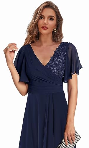 Tea Length Mother of The Bride Dresses with Sleeves High Low Evening Formal Dress for Women Wedding Guest2