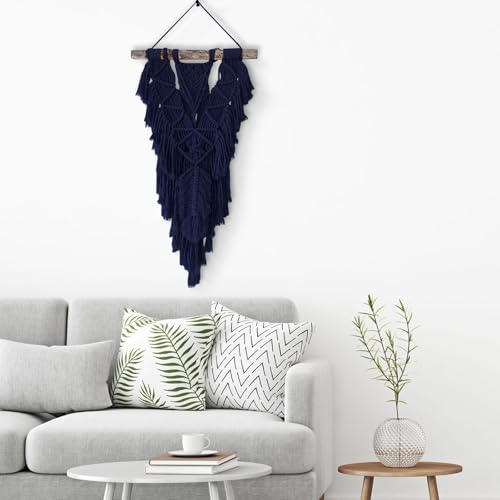 Image of ZUEXT Macrame Cord, Navy, 4mm x 547yds Cotton String Macrame Yarn | Natural Handmade, 4 Strands Twisted Cotton Rope, for Craft Wall Hanging Weaving Tapestry Dream Catchers Hanger DIY Gift, 500m