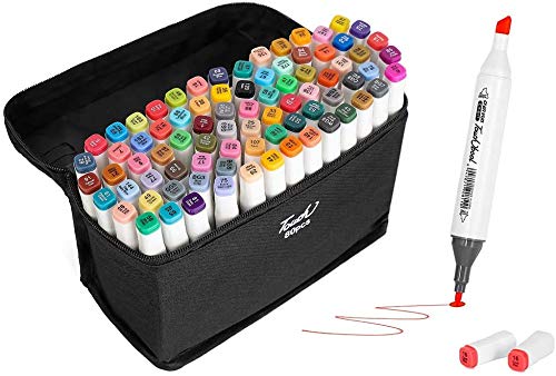 Beauenty 80 Colors Dual Tips Art Alcohol Marker Pens Permanent Sketch Markers Set for Kids and Adult Coloring Painting Manga Design (White) (80 colors)