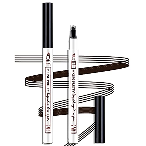 Black 2PCS Microblading Eyebrow Pen Waterproof Eyebrow Pencil with a Micro-Fork Tip Applicator Pen for Natural Eyebrow Makeup