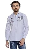 Cipo & Baxx Herren Hemd Regular Fit Bestickt Kariert Freizeithemd Karohemd Langarm CH185 Blau L