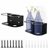 2 Pack Spray Bottle Holder Wall Mount, Metal Aerosol Spray Can Holder Rack Organizer with Double Holes, Heavy Duty Paint Bottle Can Storage Rack with Hardware Easy Install for Garage Home Workspace
