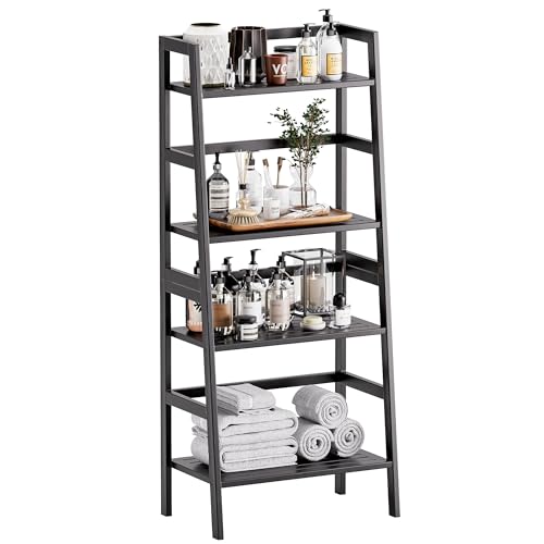 HITNET Étagère en Échelle, Bibliothèque en Bambou à 4 Niveaux, Organisateur de Rangement pour...