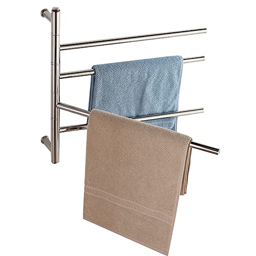 Toallero eléctrico giratorio con calefacción, radiador eléctrico de temperatura constante para baño, calentador de toallas pulido, 4 brazos, cableado/4 brazos/enchufable (4 brazos cableados)