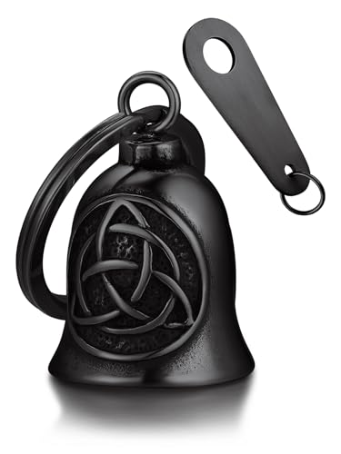 Bandmax Porte Clef Clochette Moto Noire Lady Rider, Guardian Bell Black, Cloche Moto Celtique Porte Bonheur Biker