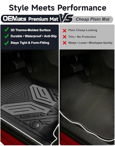 Image of Premium Color TPE Floor Mats for Ram 1500 Crew /Quad Cab 2019-2024 | Not Fit Classic or Vinyl Floor, Bucket /Bench Seats | All Weather TPE Custom Fit 1st Row Truck Liners | Titan Gray Wing Design